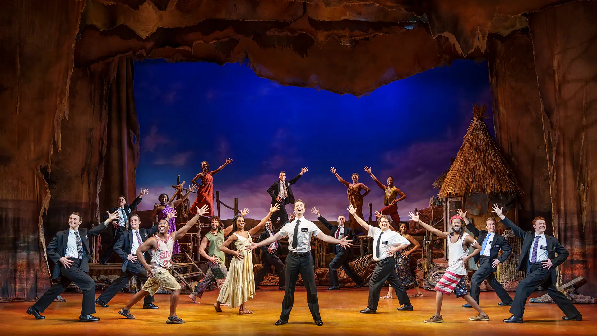 The Book of Mormon London Company 2023. Photography by Johan Persson.